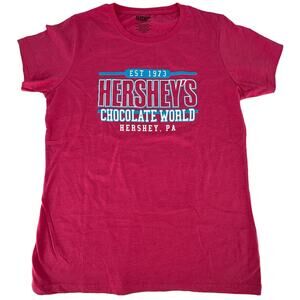 Ladies Hershey's Jersey Short Sleeve Crew Neck Tee Shirt Pink Size Medium